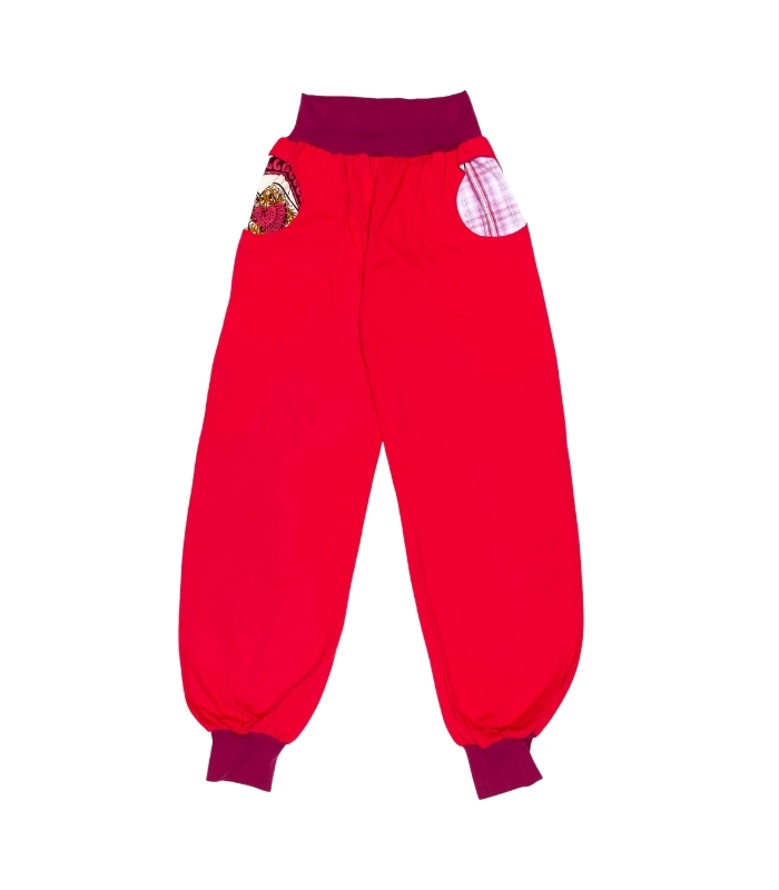 anna * pollack, Piratenhose Bio rot, Bund weinrot, Taschen rosa