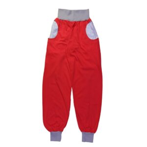 anna * pollack, Piratenhose, xsmall, bio, rot, Bund und Taschen hellblau