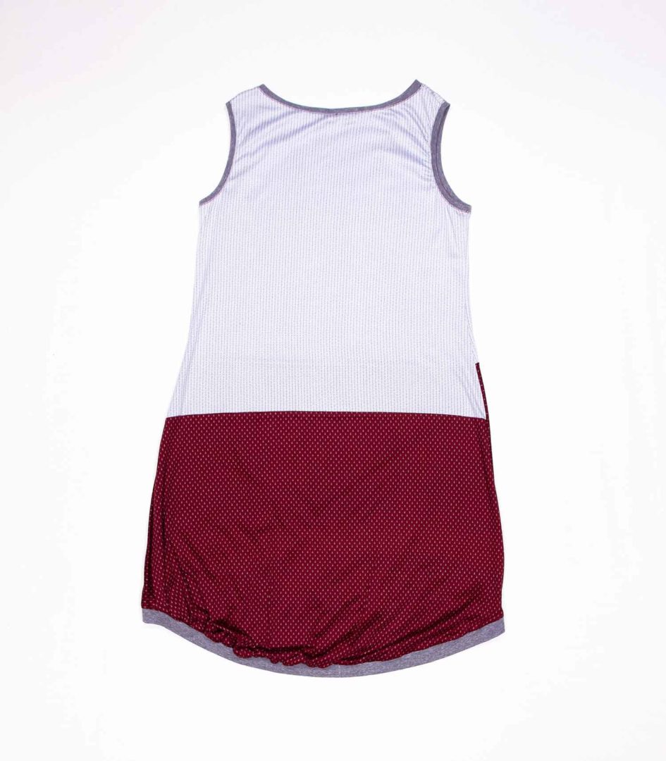 anna * pollack, Kleid Sonnenbrise aus Jersey grau und bordeaux, Ansicht Rücken