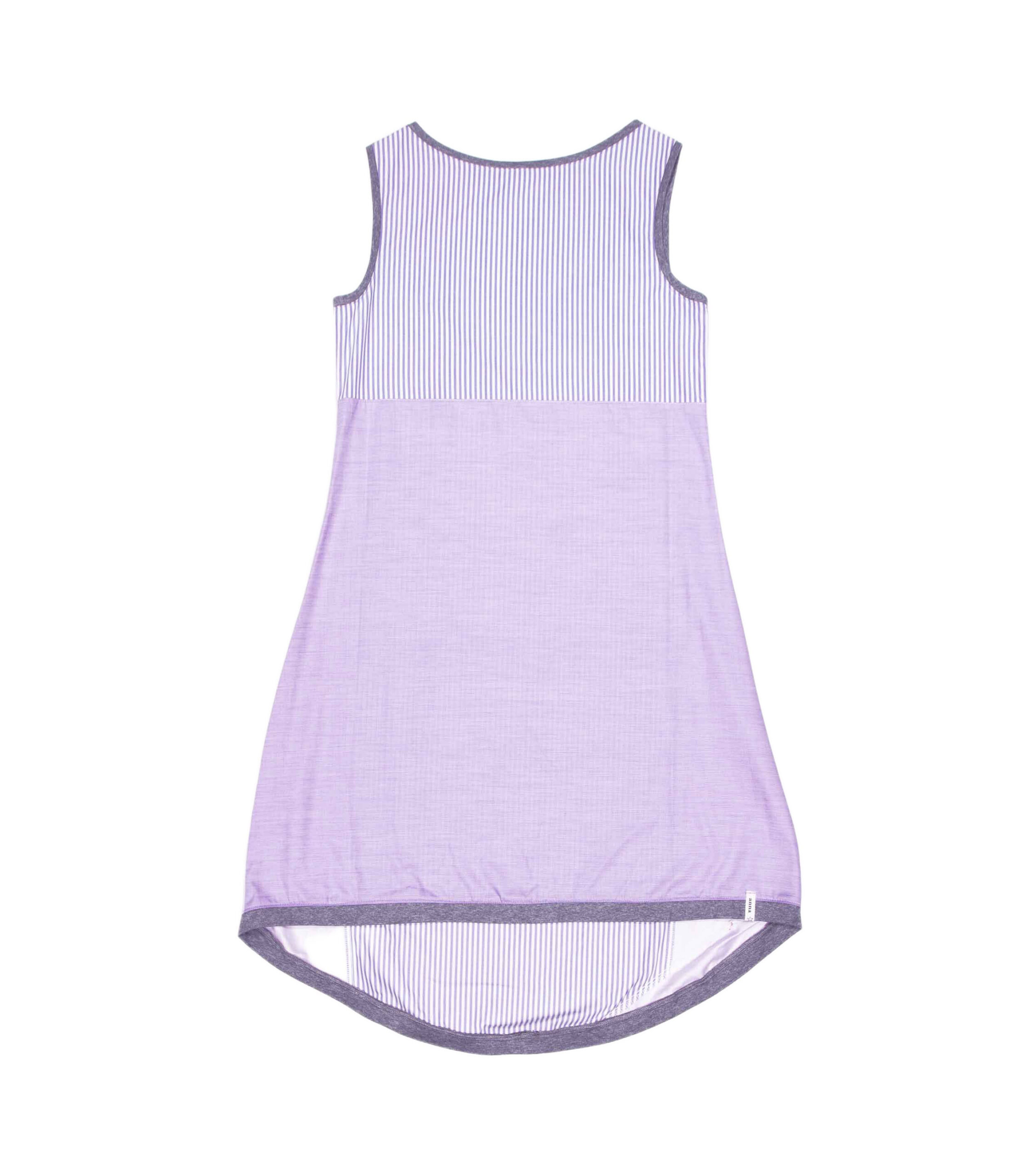 anna * pollack, Kleid Sonnenbrise flieder, Bündchen grau, Ansicht Vorne