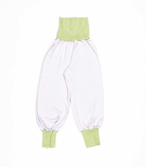 anna * pollack, Piratenhose, Bio-Jersey, grau geringelt, Bund grün