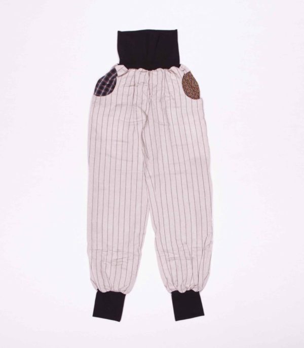 anna * pollack, Piratenhose, 152-164, Leinen, Streif beige, Taschen und Bund braun