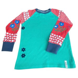 T-Shirt rot blumig mit grün