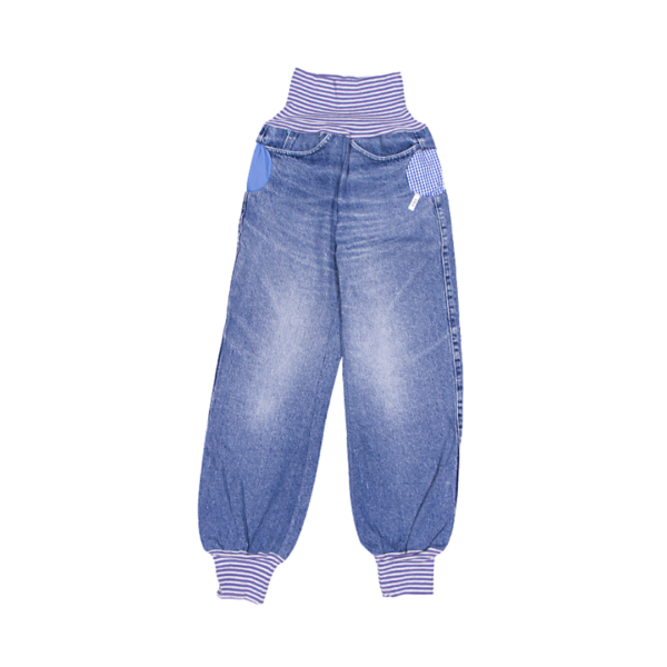 anna * pollack, Denim Piratenhose, Bund rot und Taschen blau-grau geringelt