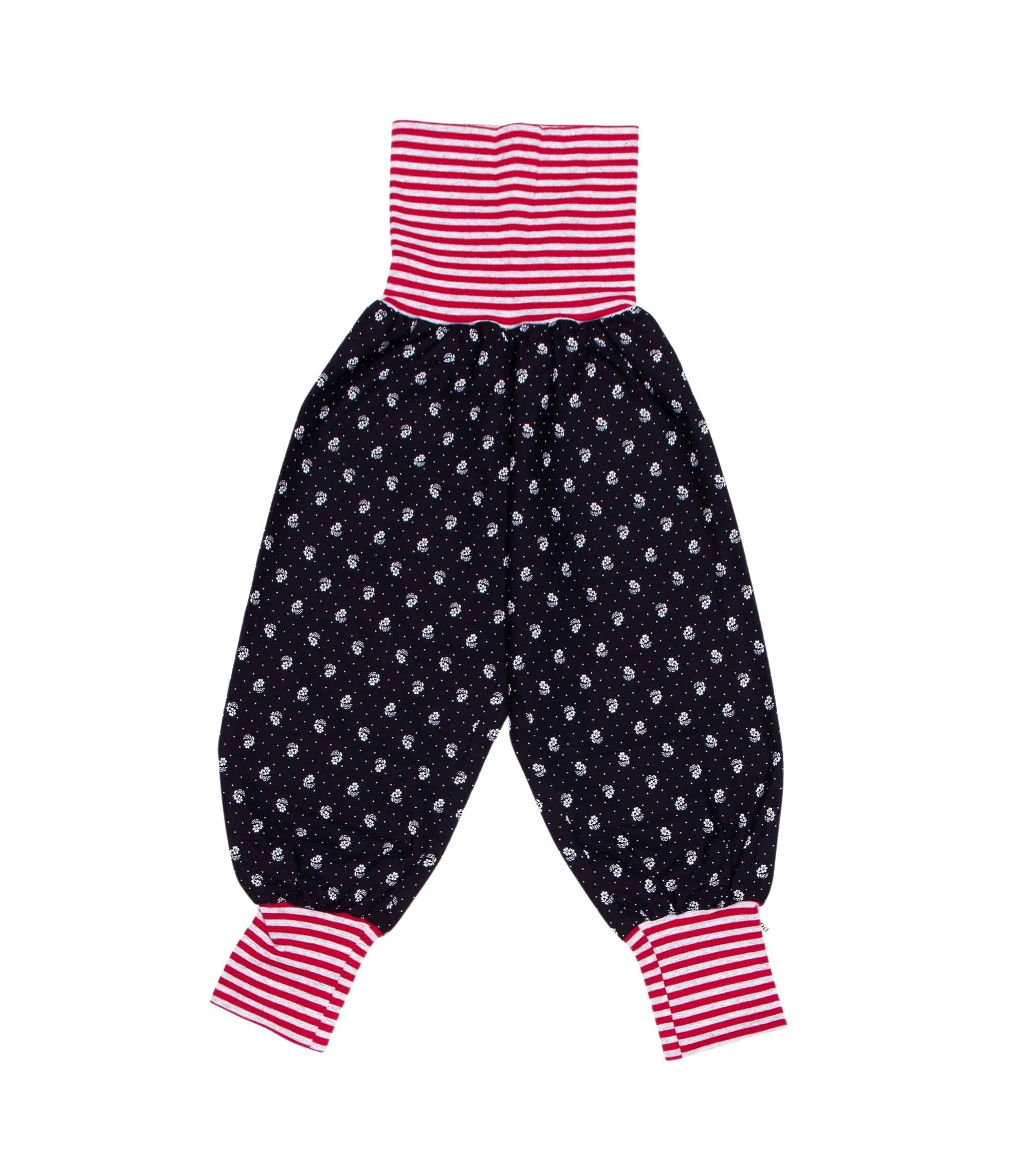 anna * pollack, Dirndl Piratenhose schwarz, Bund rot-grau geringelt