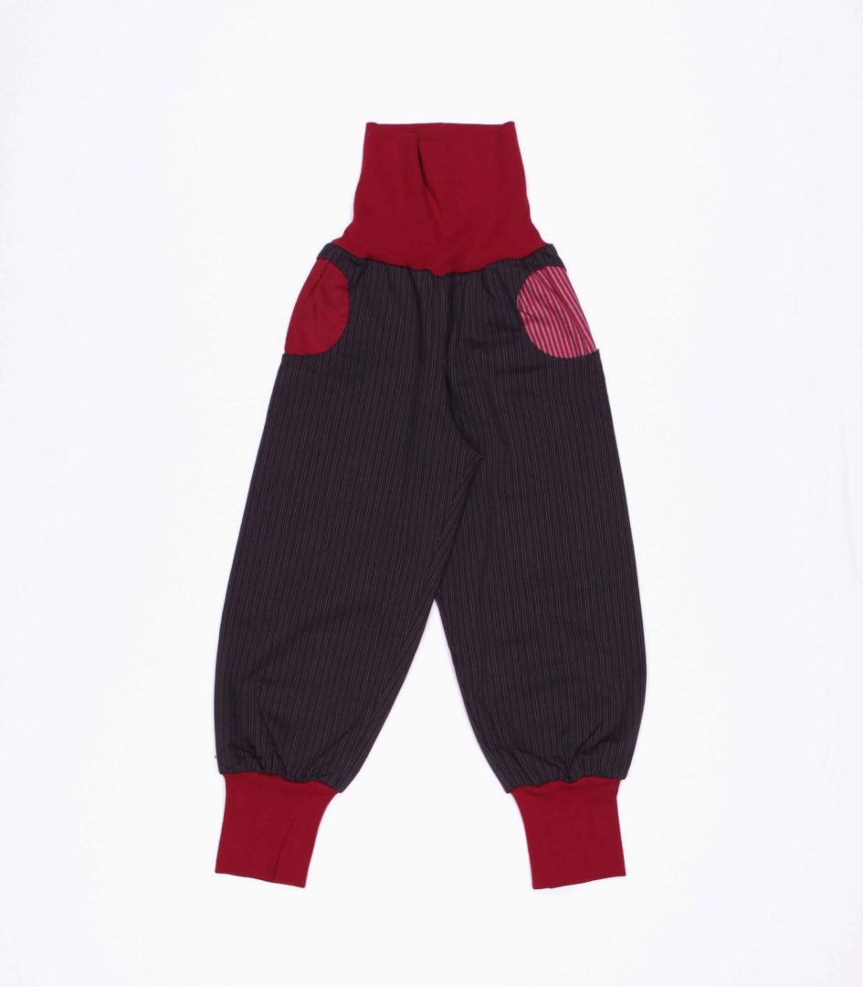 anna * pollack, PIratenhose Mixed, 110-134, Braun Streif, Bund und Taschen Rot