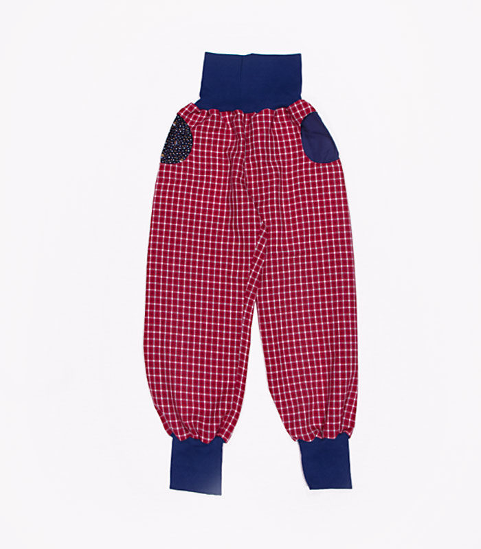 anna * pollack, PIratenhose Mixed, 134-152, Karo rot, Wolle, Bund und Taschen Marine