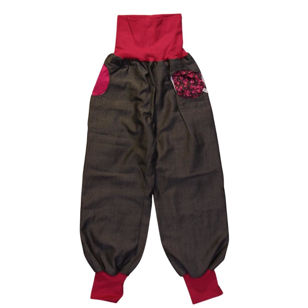 anna * pollack, PIratenhose Mixed, 134-152, Grau, Bund und Taschen Weinrot