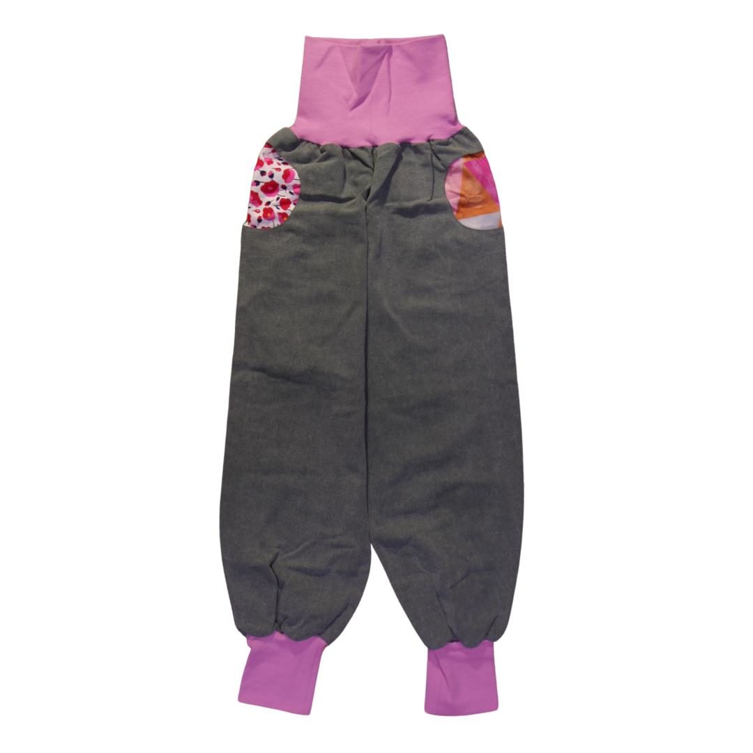 anna * pollack, PIratenhose Mixed, 134-152, Grau, Bund und Taschen Rosa