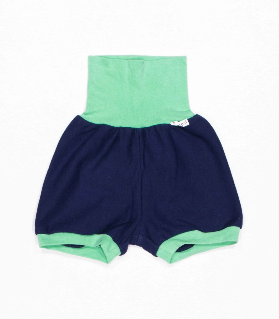 anna * pollack, Shorty Mixed, 56-80, dunkelblauer Stoff, Vorderansicht, Bund hellgrün