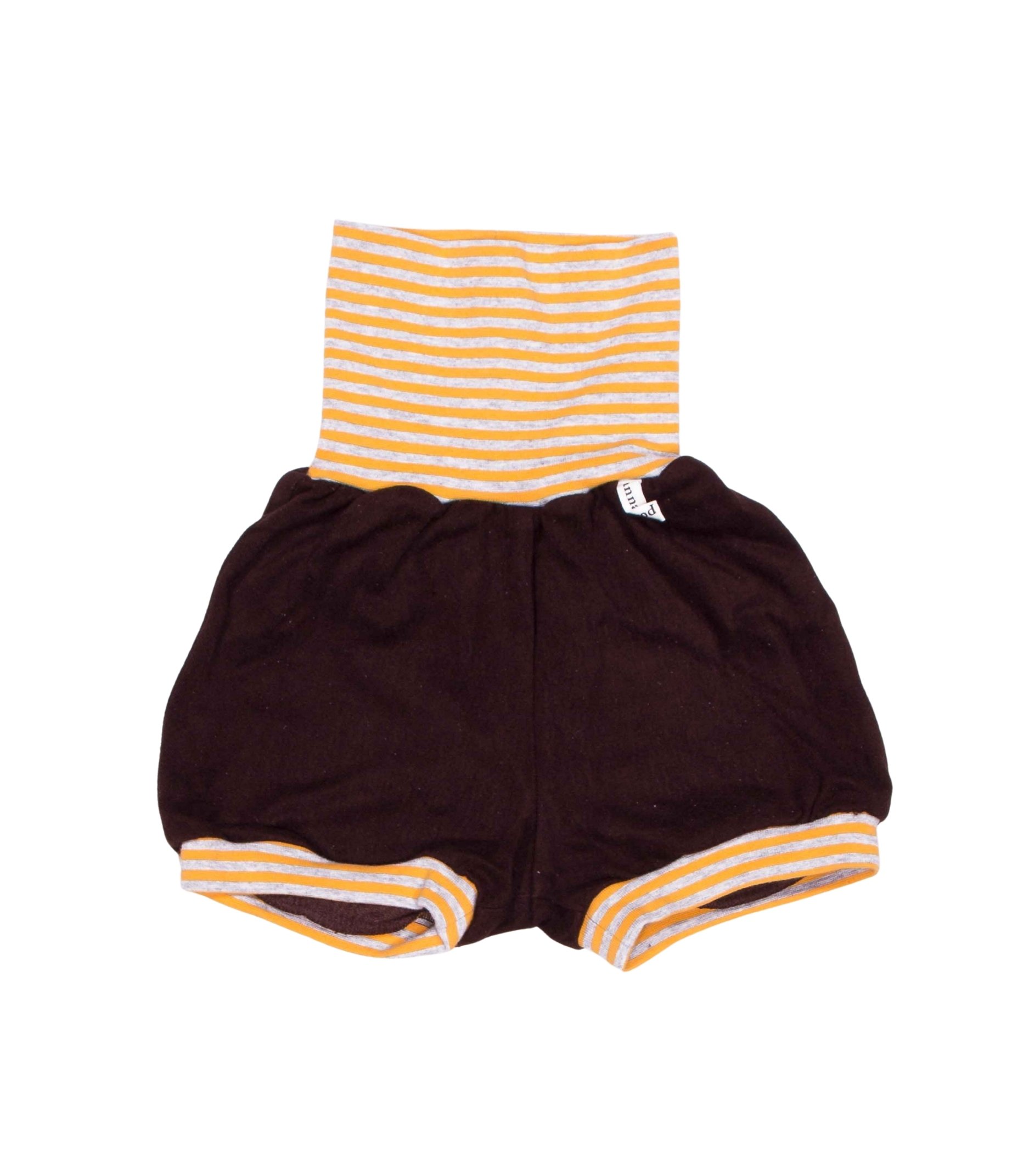 anna * pollack, Shorty Mixed, 56-80, brauner Stoff, Bund orange-grau geringelt