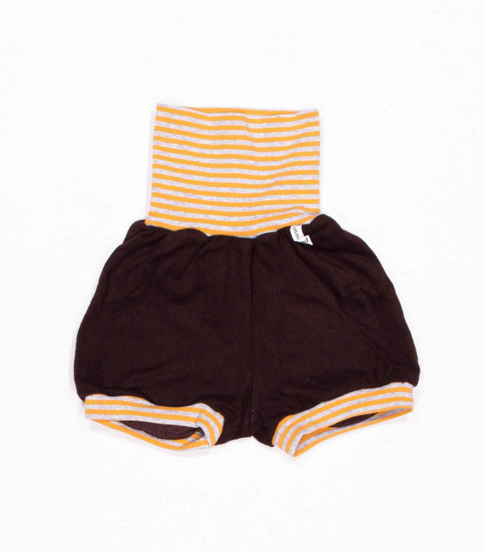 anna * pollack, Shorty Mixed, 56-80, brauner Stoff, Bund orange-grau geringelt