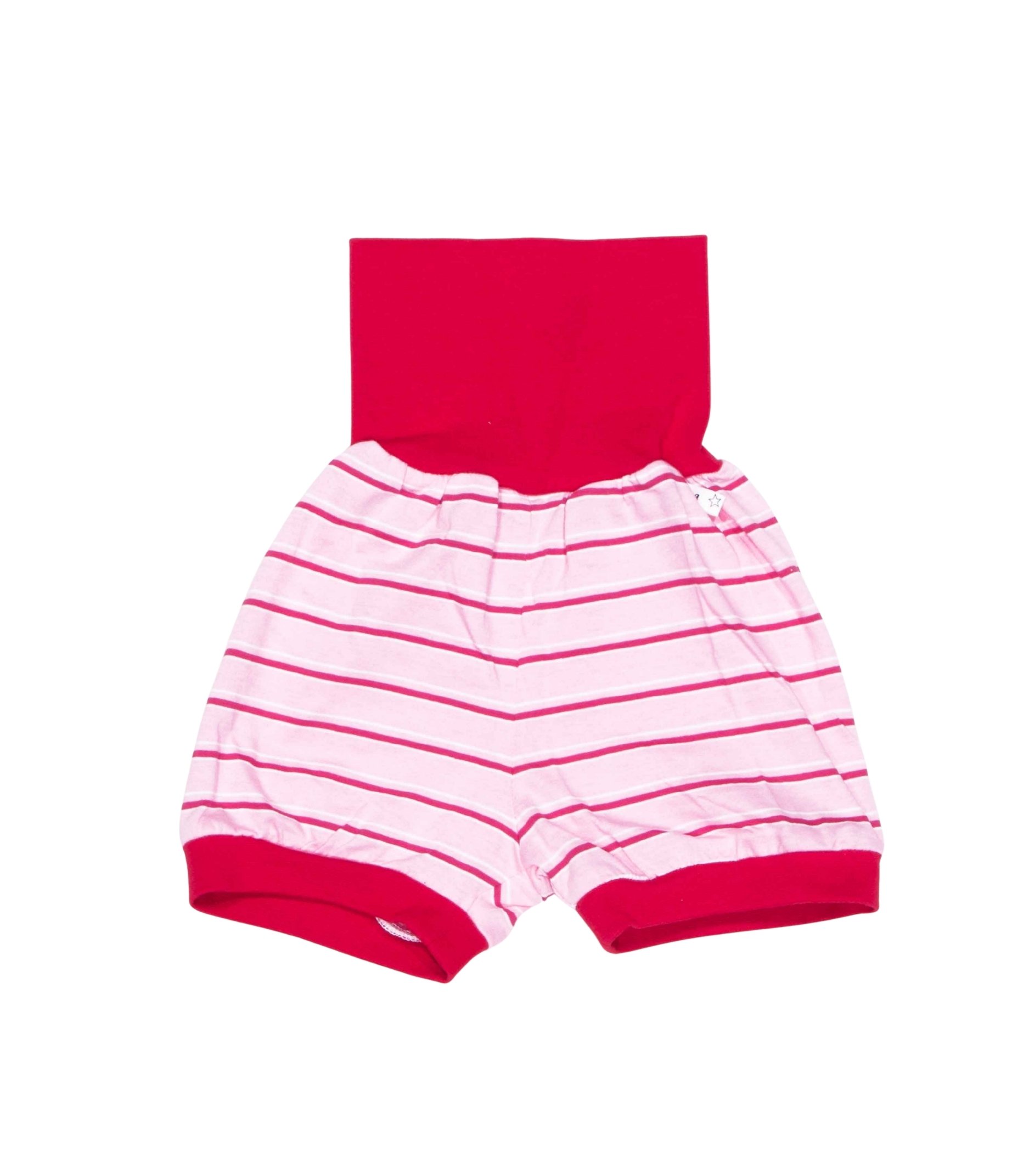 Shorty, Jersey, geringel rosa mit rot, Bündchen Rot