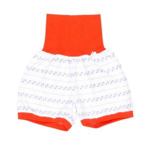 anna * pollack, Dirndlshorty, 110-134, wießer Dirndlstoff, Bund Orange