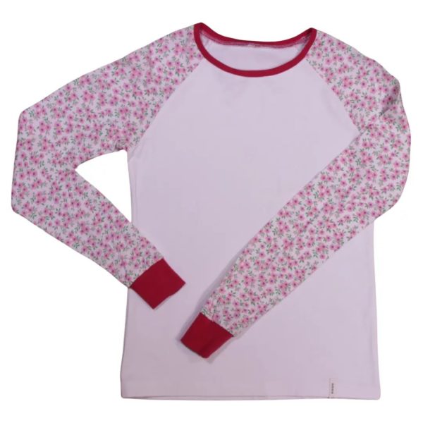 anna * pollack, T-Shirt weiß mit rosa geblümten Ärmeln, 152-158, Vorderansicht