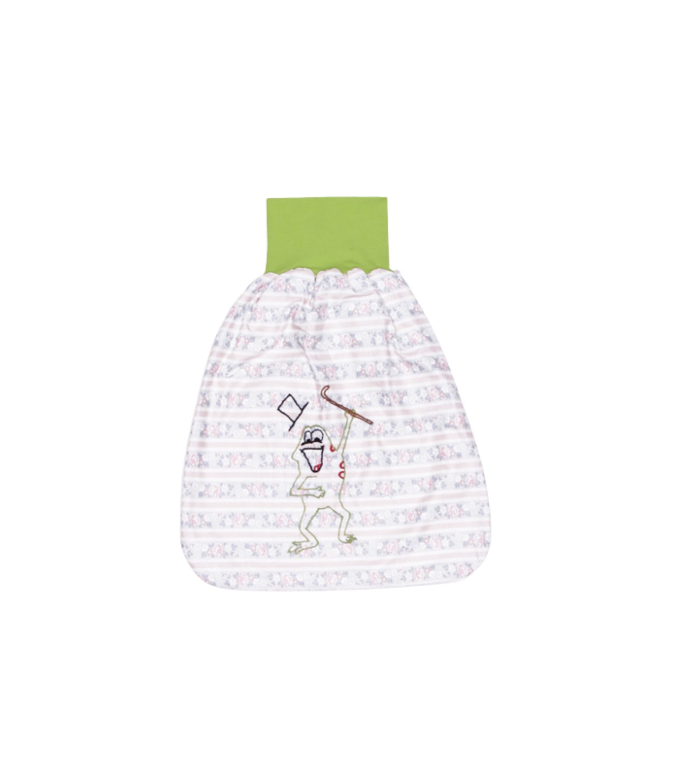anna * pollack, Pucksack, Muster mit gesticktem Frosch, Bund hellgrün