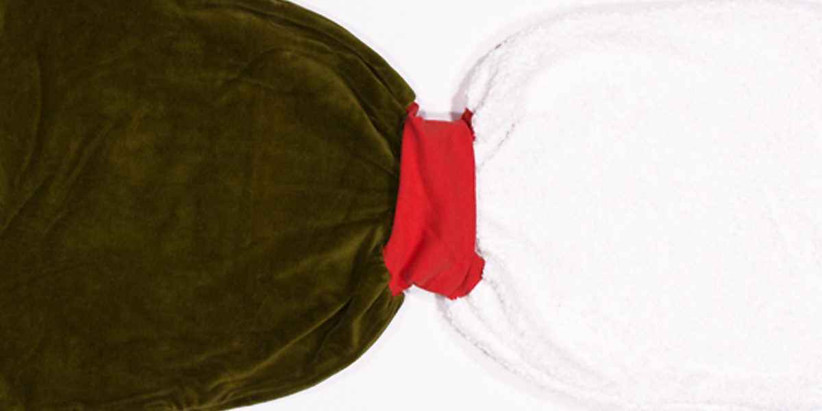 anna * pollack, Pucksack Nicki, flaschengrün, Bund rot, Ansicht mit Innenfutter, quer