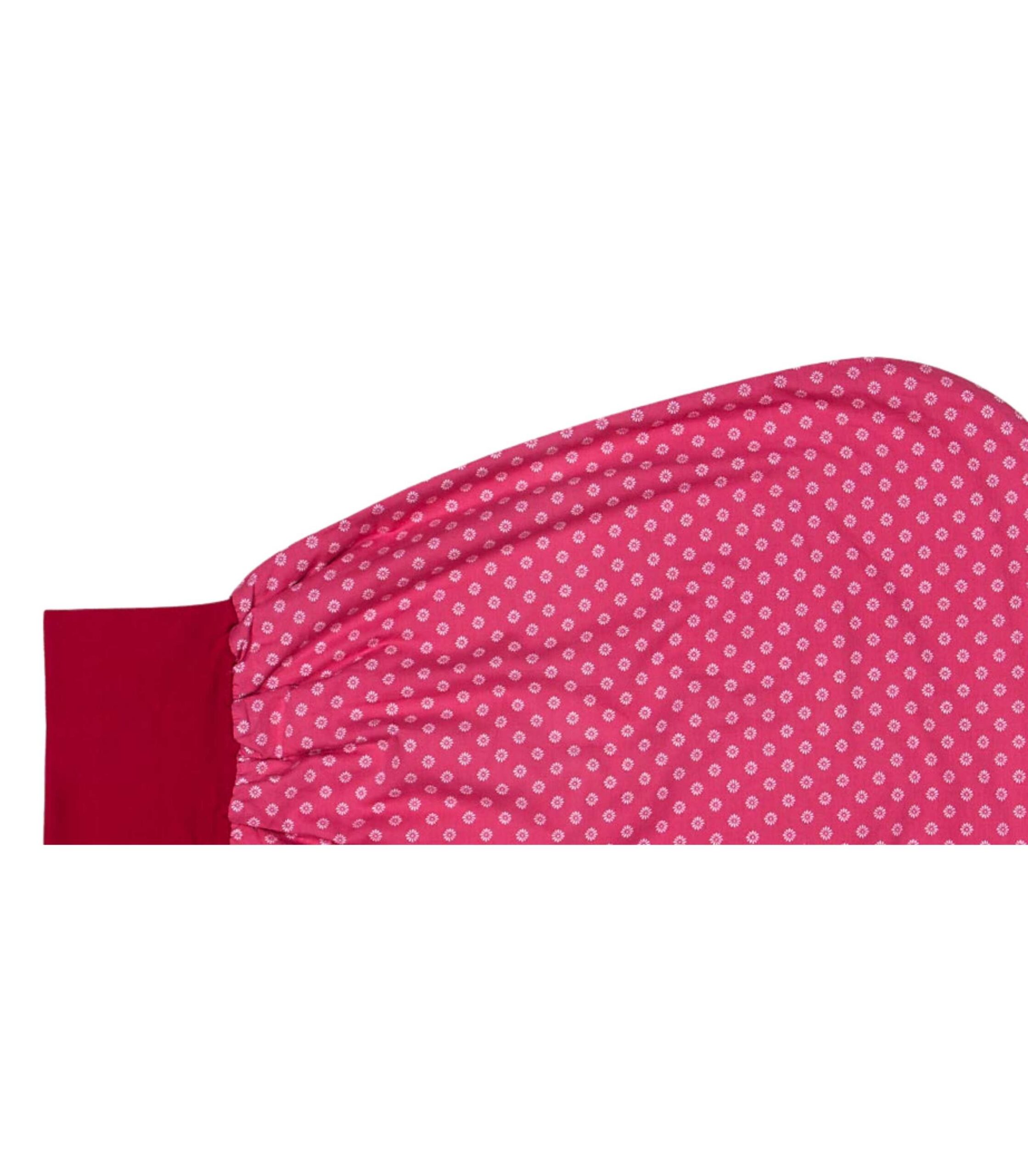 anna * pollack, Pucksack, Dirndl rosa, Bund rot, Detail-Ansicht