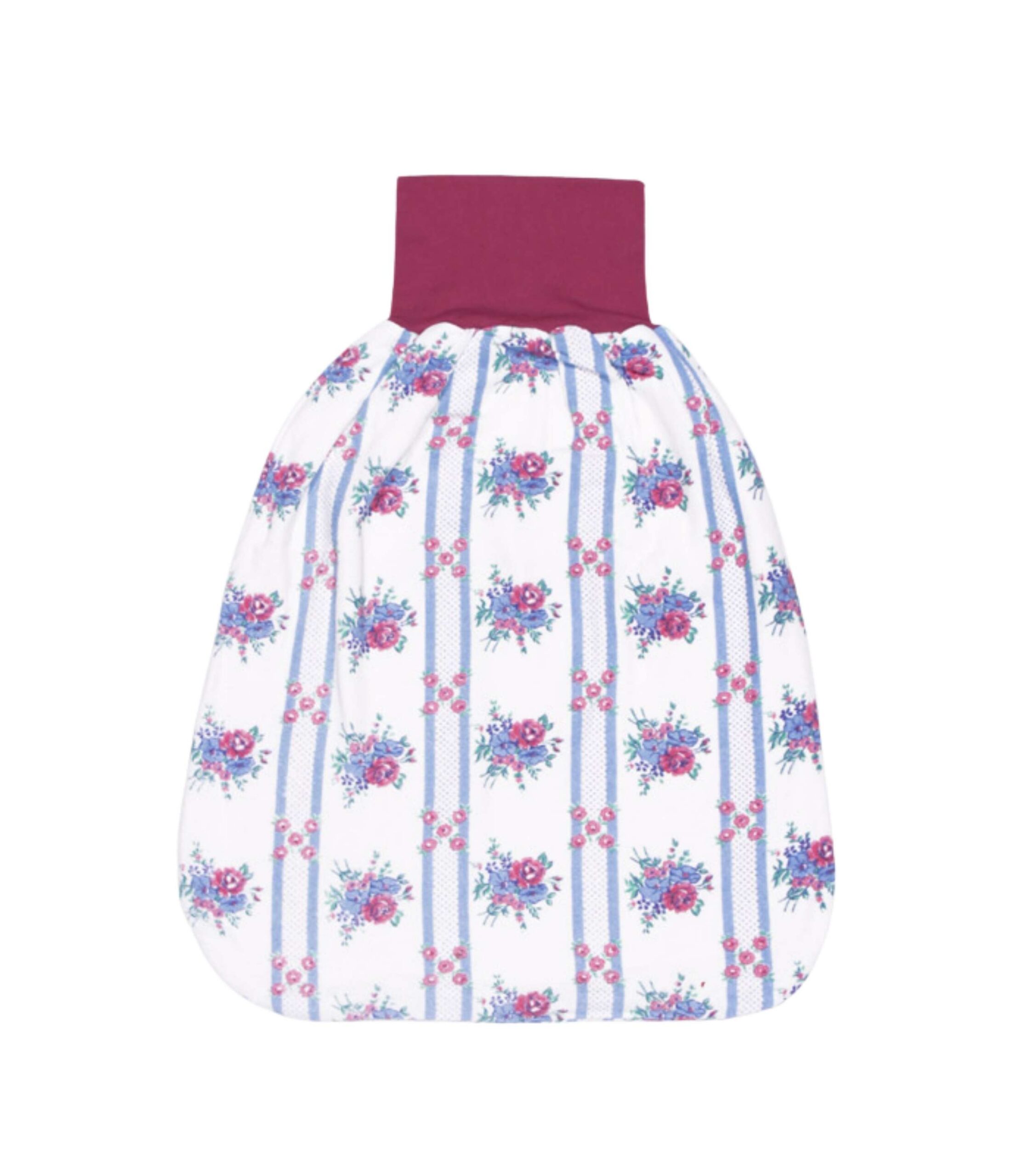 anna * pollack, Pucksack, Flanell geblümt, blau und weinrot, Bund weinrot