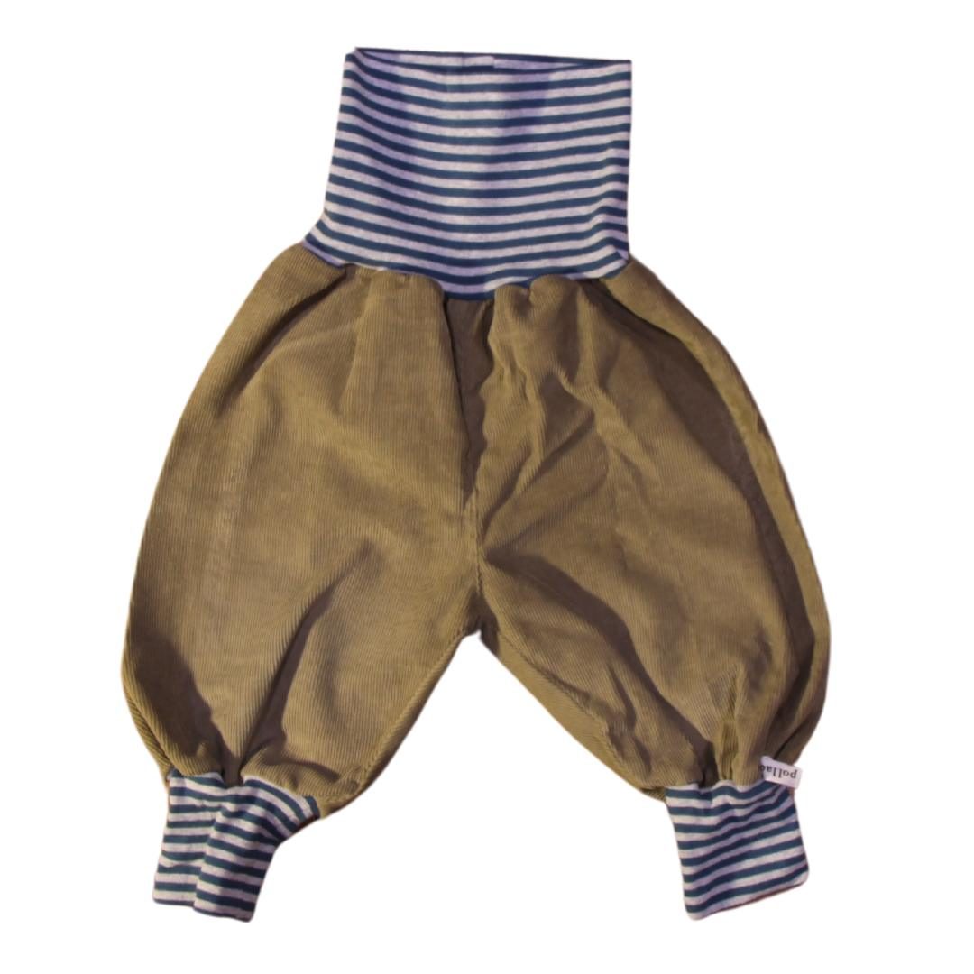 anna * pollack, Minipirat, CORD beige, Bündchen Ringel petrol-grau