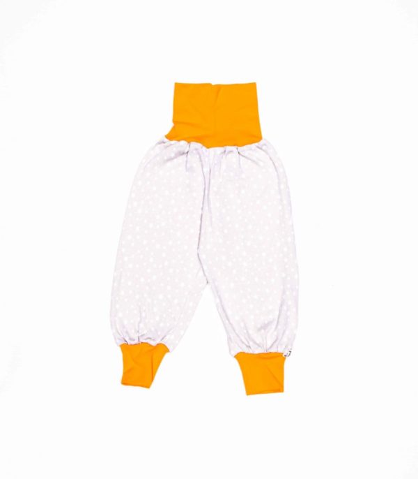 anna * pollack, Piratenhose, Bio Baumwolle, grau mit Sternen, Bund orange