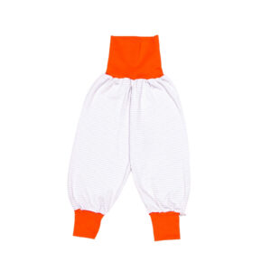 anna * pollack, Piratenhose, Bio Baumwolle, grau geringelt, Bund orange