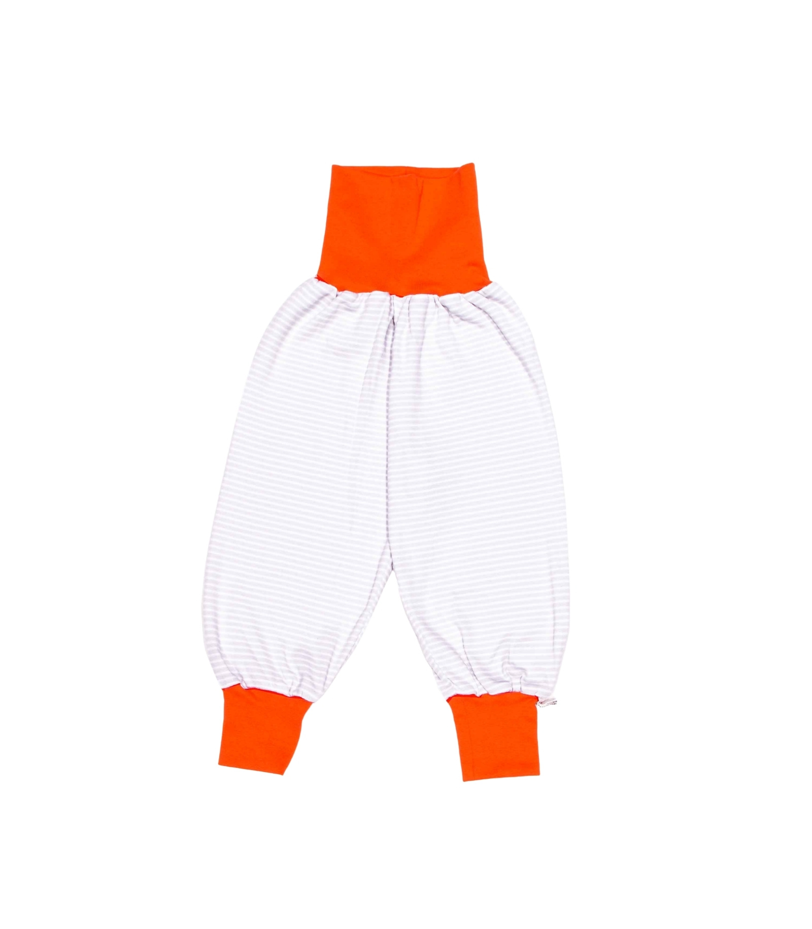 anna * pollack, Piratenhose, Bio Baumwolle, grau geringelt, Bund orange