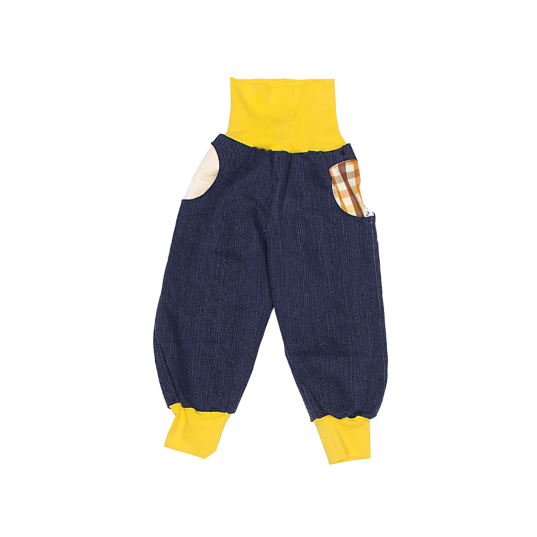 anna * pollack, Denim Piratenhose, Bund und Taschen gelb