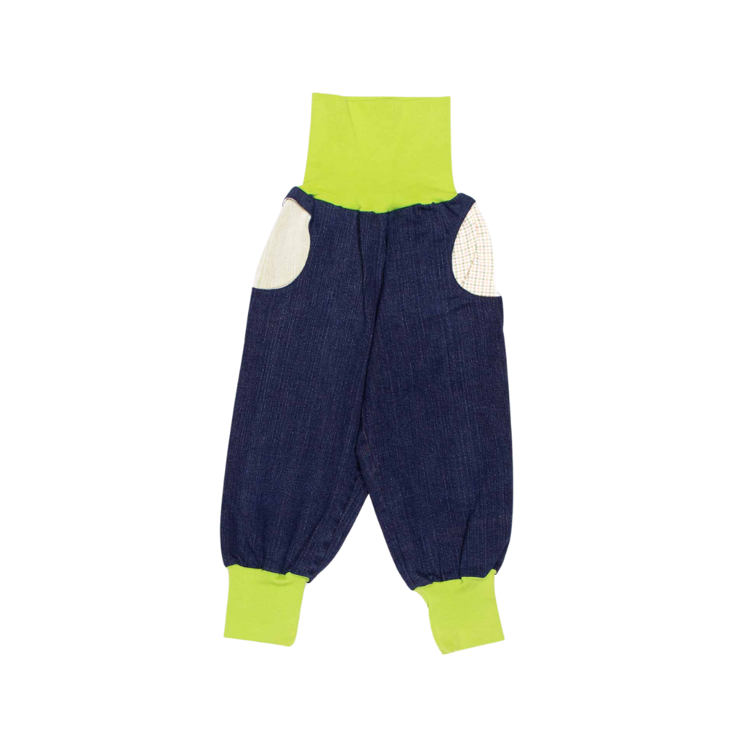 anna * pollack, Denim Piratenhose, Bund und Taschen hellgrün