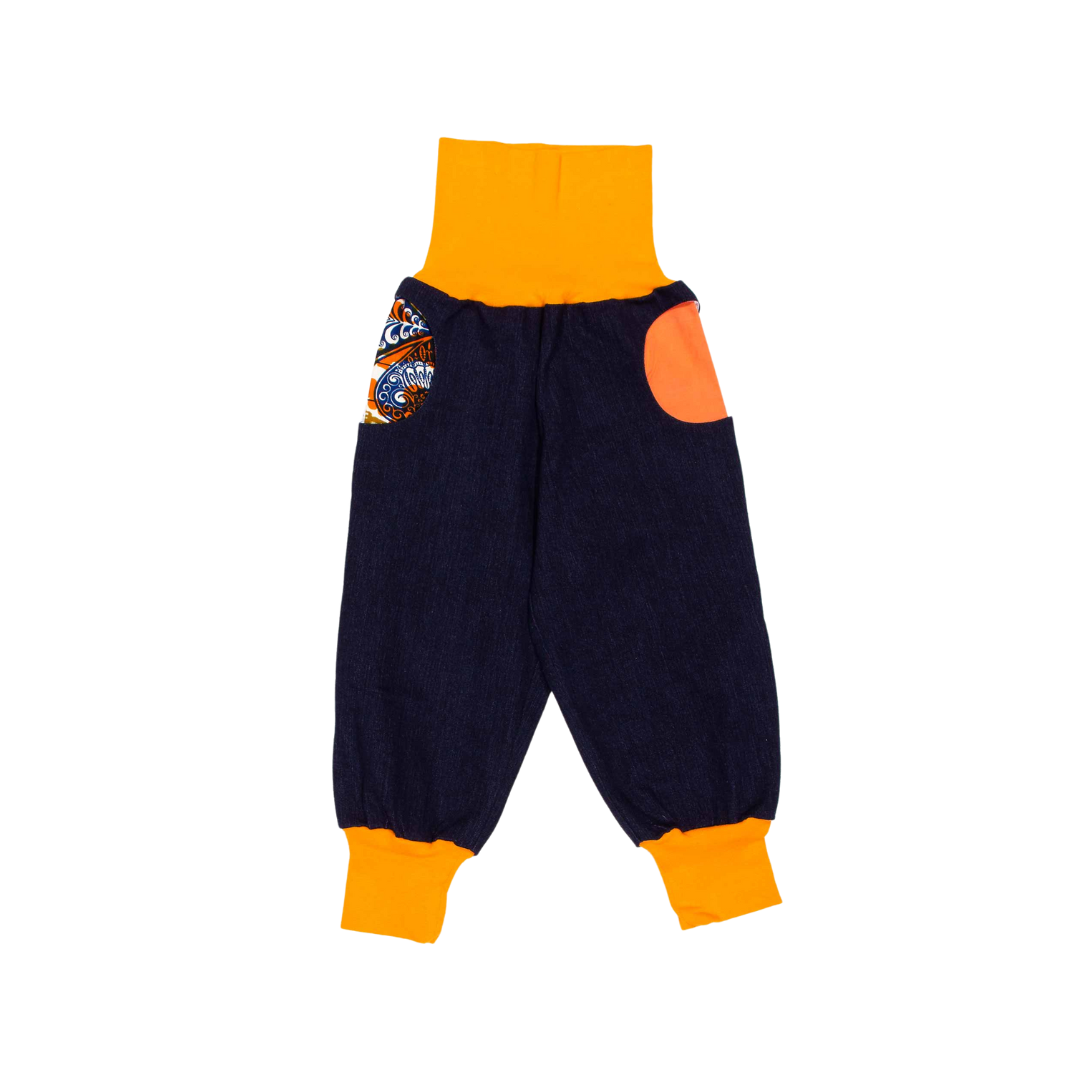 anna * pollack, Denim Piratenhose, Bund und Taschen hellorange