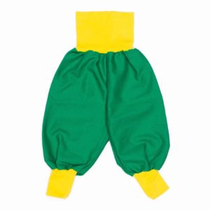 anna * pollack, Dirndl Piratenhose, grün mit gelbem Seitenstreifen, Bund gelb