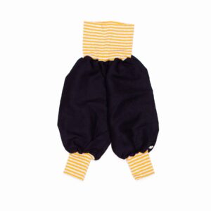 anna * pollack, Minipirat, Leinen schwarz, Bündchen orange-grau geringelt