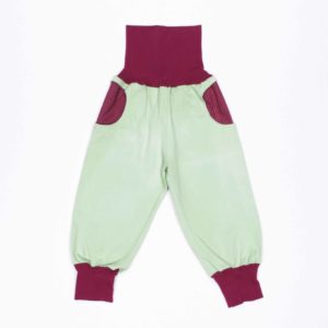 anna * pollack, PIratenhose Mixed, 80-116, Hellgrün, Bund und Taschen weinrot