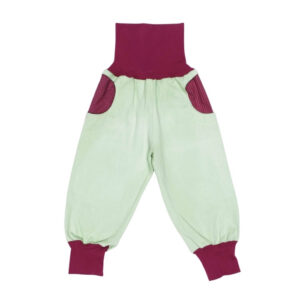 anna * pollack, PIratenhose Mixed, 80-116, Hellgrün, Bund und Taschen weinrot