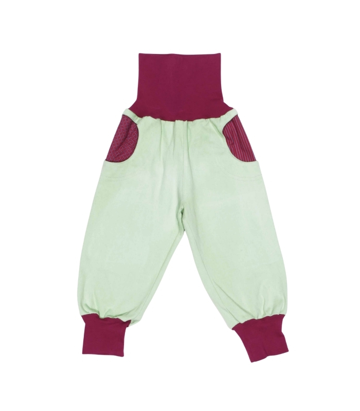 anna * pollack, PIratenhose Mixed, 80-116, Hellgrün, Bund und Taschen weinrot