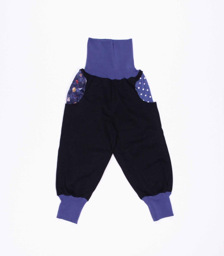 anna * pollack, PIratenhose Mixed, 80-116, Schwarz, Bund und Taschen fernblau