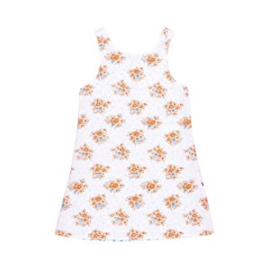 Wendekleid, 110-134, Blümchen orange blau, Rückseite orange