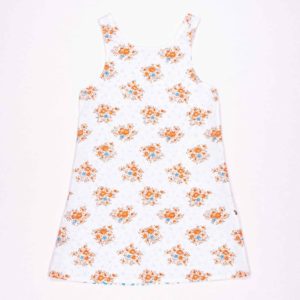 Wendekleid, 110-134, Blümchen orange blau, Rückseite orange