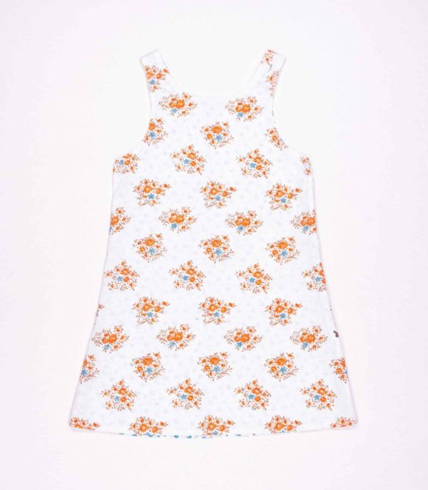 Wendekleid, 110-134, Blümchen orange blau, Rückseite orange