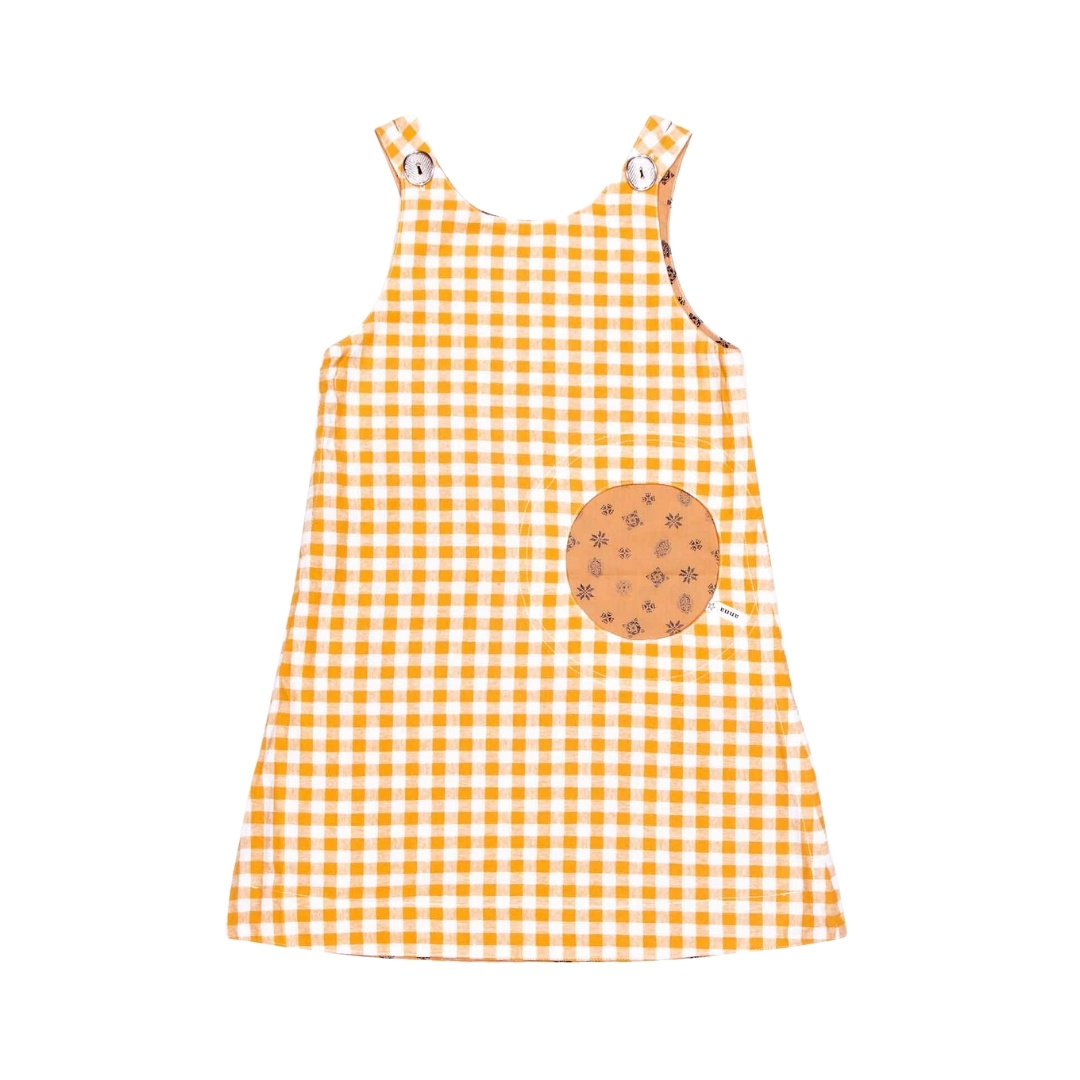 Wendekleid, 110-134, gelb dirndl, Vorderseite gelb