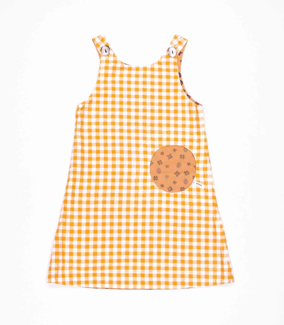 Wendekleid, 110-134, gelb dirndl, Vorderseite gelb