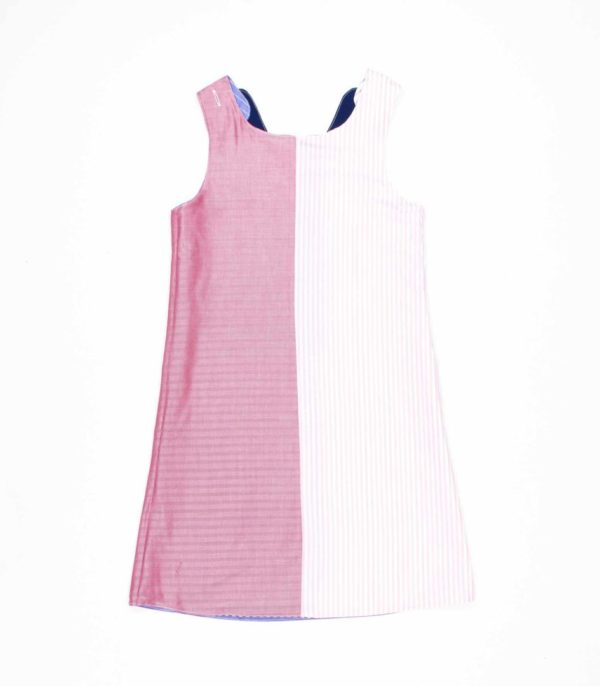 anna * pollack, Wendekleid, 134-152, rosa und blau, Rückseite rosa