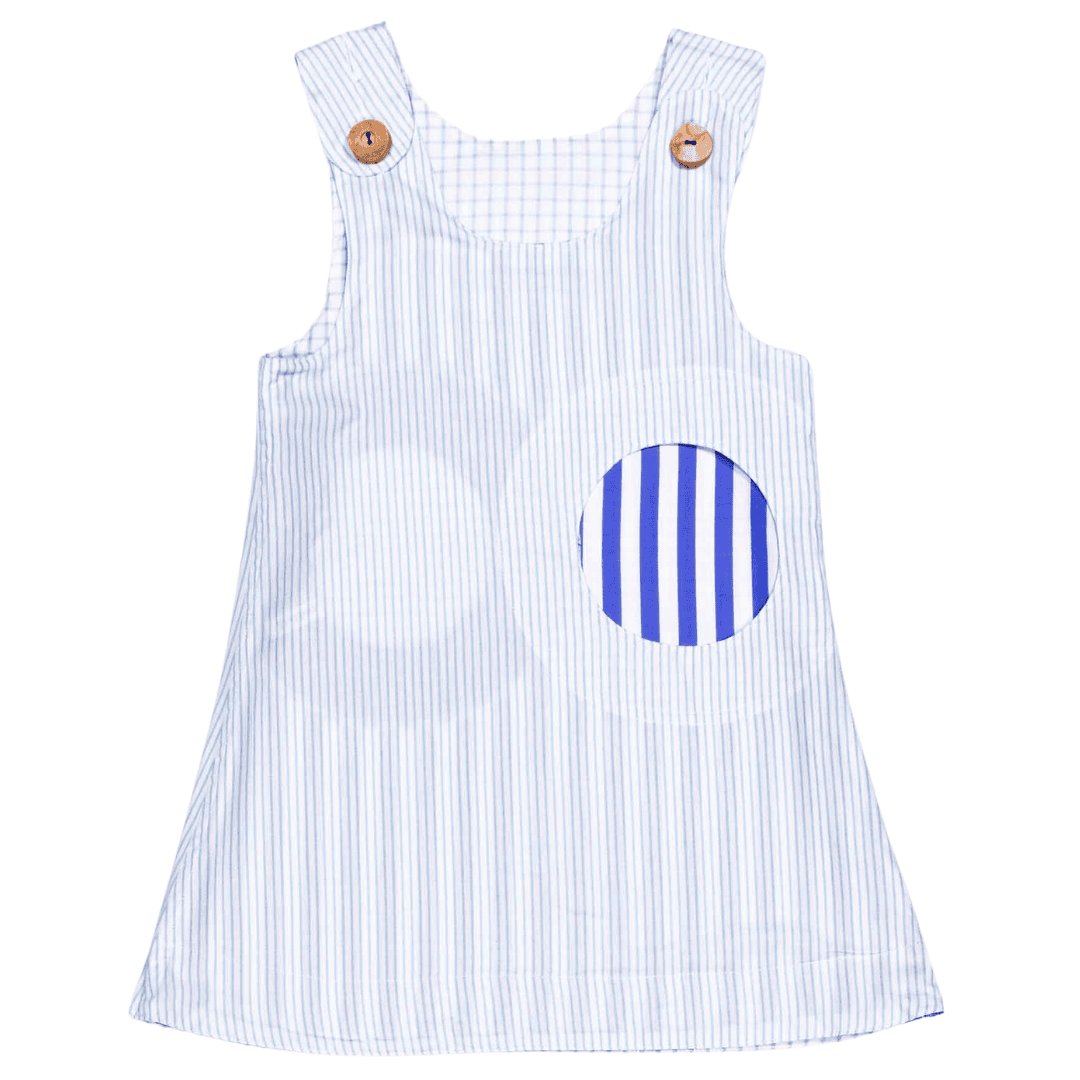 Wendekleid, 80-116, Streif hellblau blau, Vorderseite hellblau