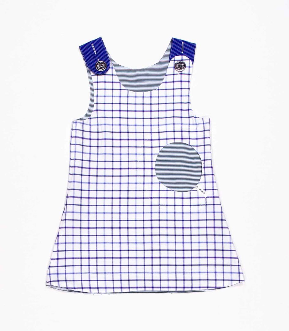 Wendekleid, 80-116, blau und grün, Vorderseite blau