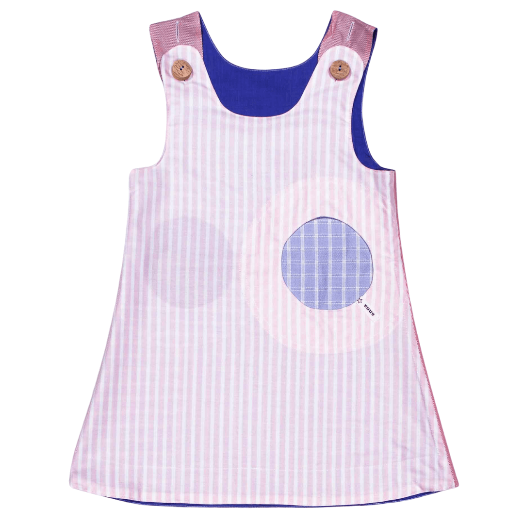 Wendekleid, 80-116, rosa mittelblau Vorderseite rosa
