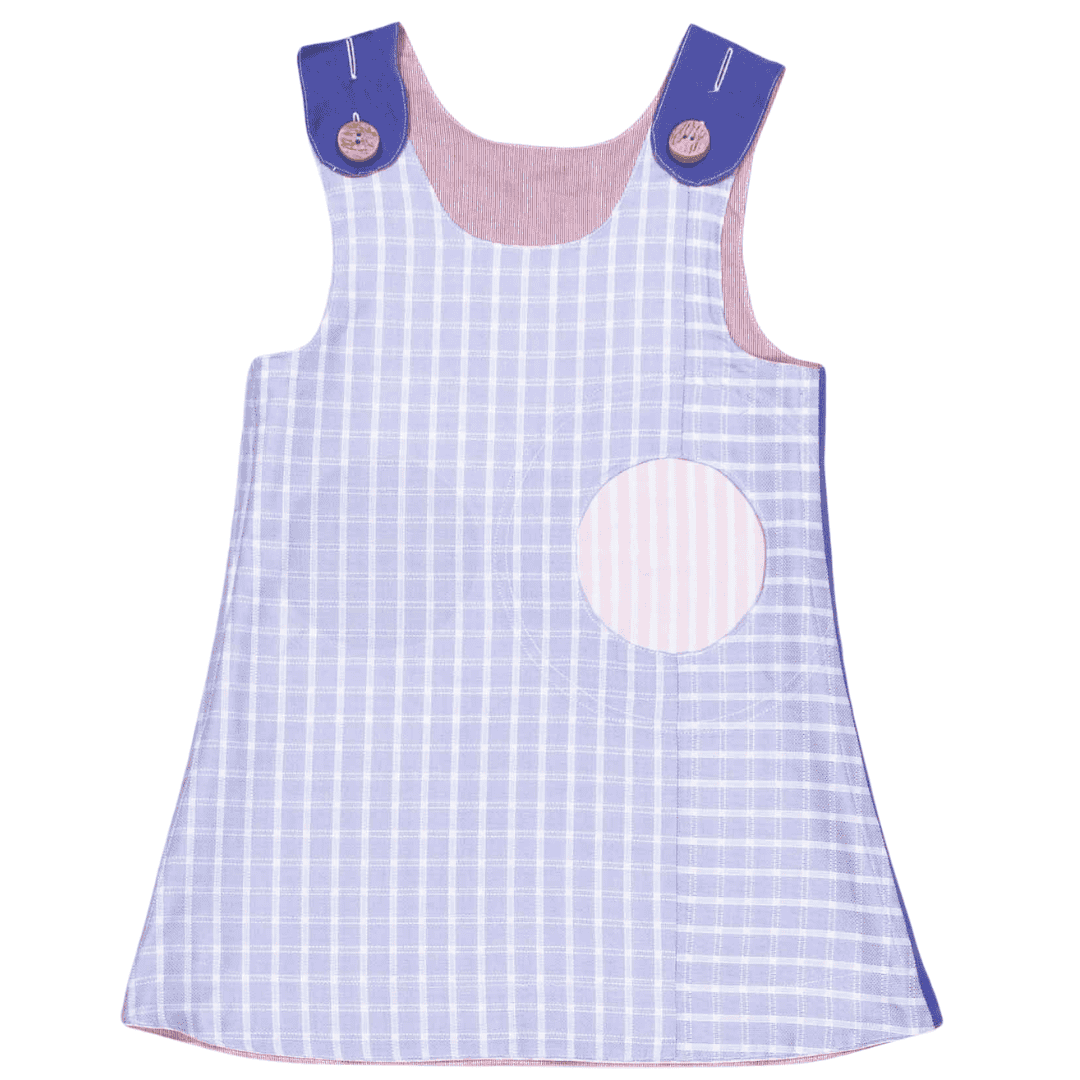 Wendekleid, 80-116, rosa mittelblau Vorderseite blau