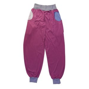 anna * pollack, Piratenhose Bio rosa, medium, Bund und Taschen hellblau