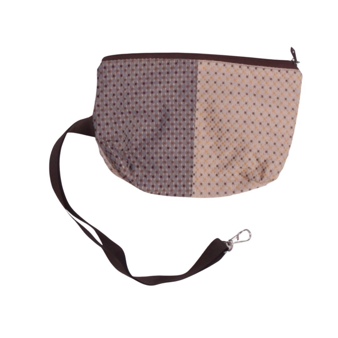 anna * pollack, Täschchen beige mit Bändchen, gefüttert, mit Zipp und Gurt