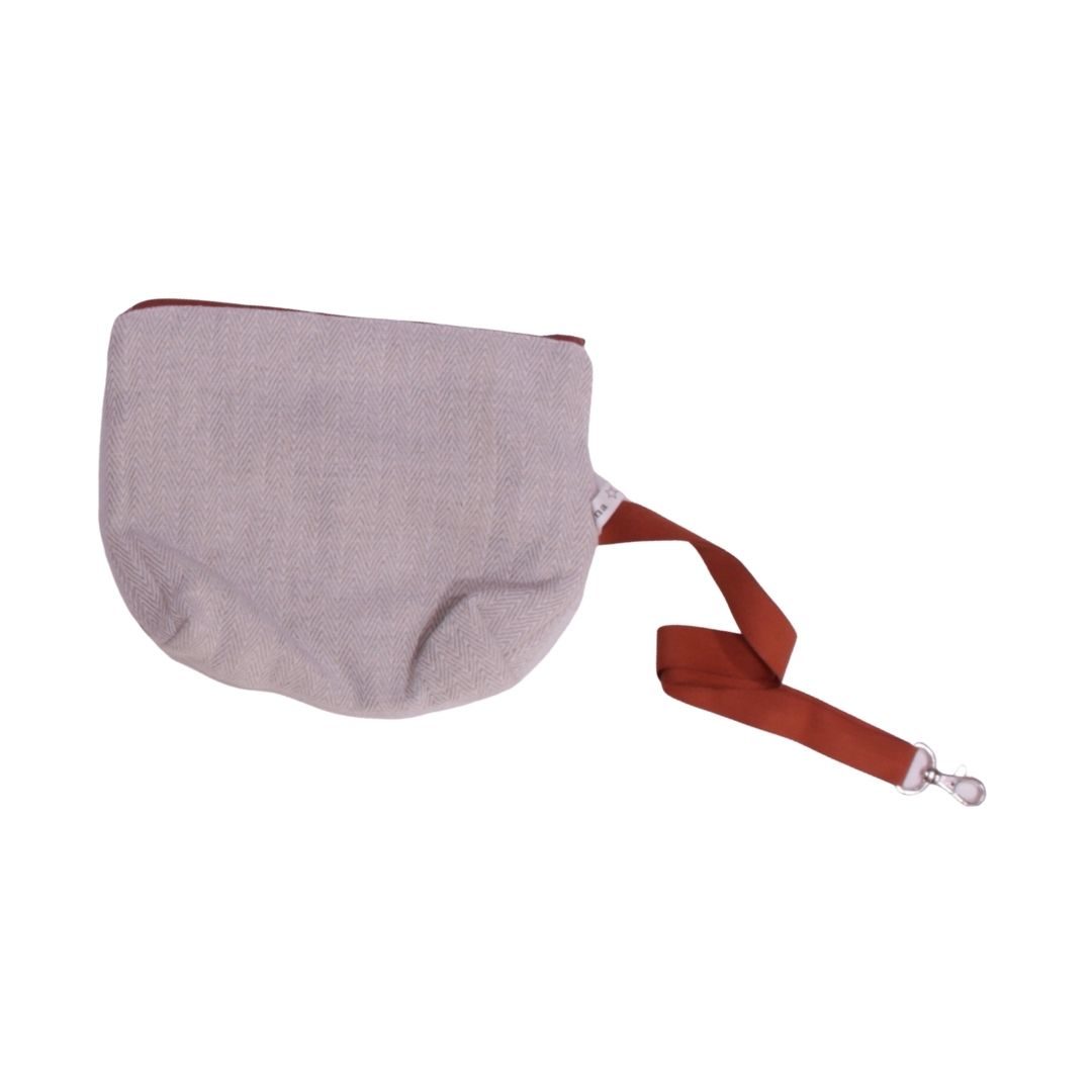 anna * pollack, Täschchen beige , gefüttert, mit Zipp und Gurt