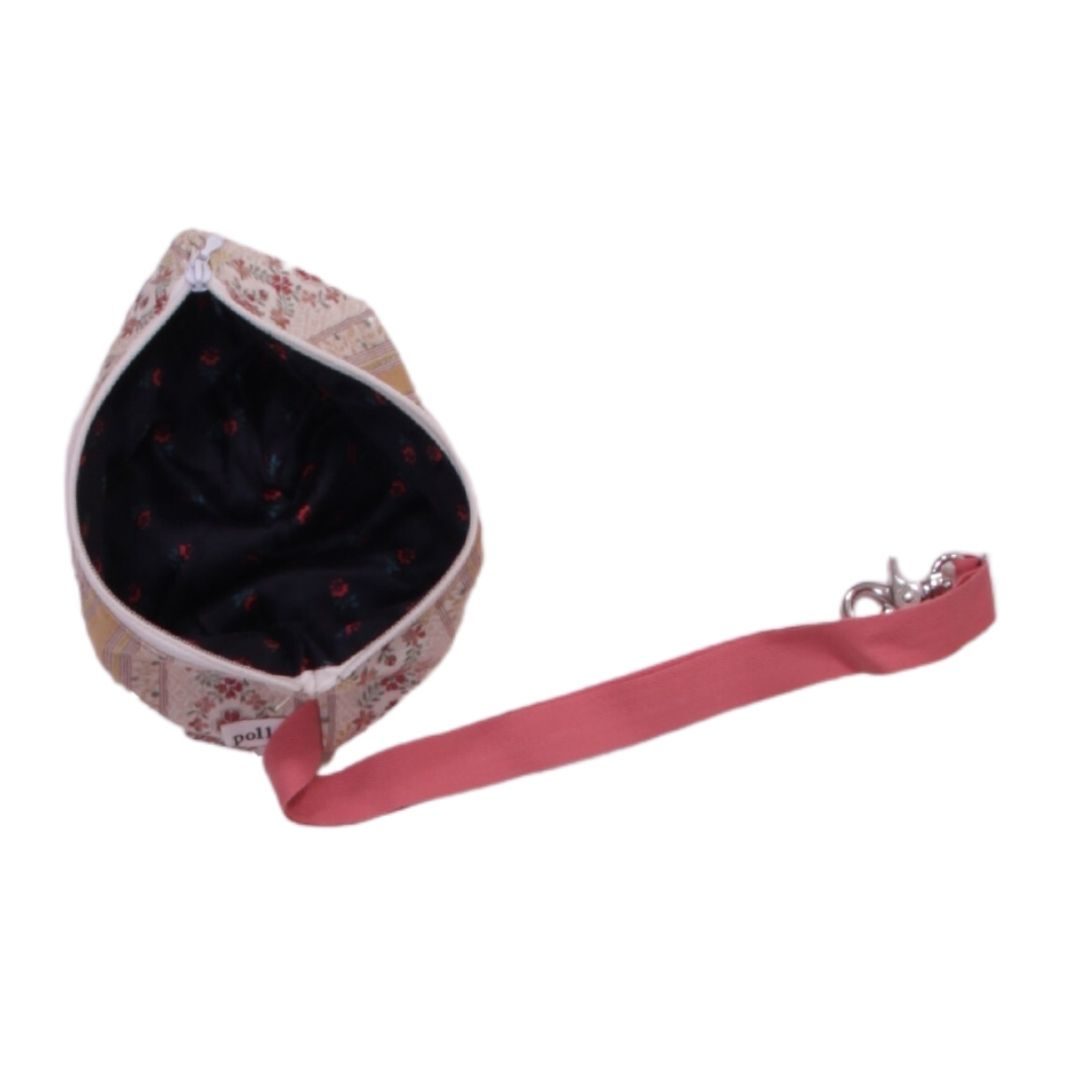 anna * pollack, Täschchen beige gemustert mit Motiv, gefüttert, mit Zipp und Gurt